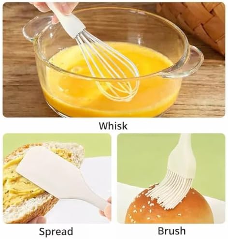 Mini Silicone Baking Utensils Set, 3-Piece Kitchen Tool Set with