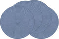 SHACOS 13" Round Braided Placemats Set of 4, Dusty Blue Washable Place