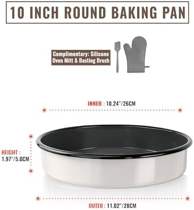 Round Roasting Pan Set, Enamel 10 Inch Deep Dish Pizza Pan for Oven