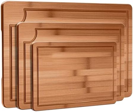 Bamboo Cutting Boards Set, Cutting Boards Set with Juice Groove, Three