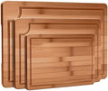 Bamboo Cutting Boards Set, Cutting Boards Set with Juice Groove, Three