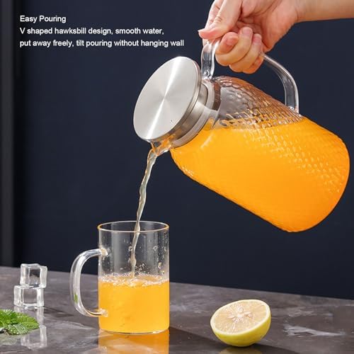 EVGATSAUTO Acrylic Water Pitcher 1500ml with Lid and Handle, Heat Up