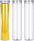 3Pcs Clear Plastic Food Storage Jar with Lid, Plastic Spaghetti Pasta