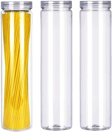 3Pcs Clear Plastic Food Storage Jar with Lid, Plastic Spaghetti Pasta