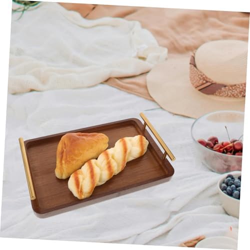 Wood Tea Tray Xmas Rectangular Serving Tray with Handle for Tea Room