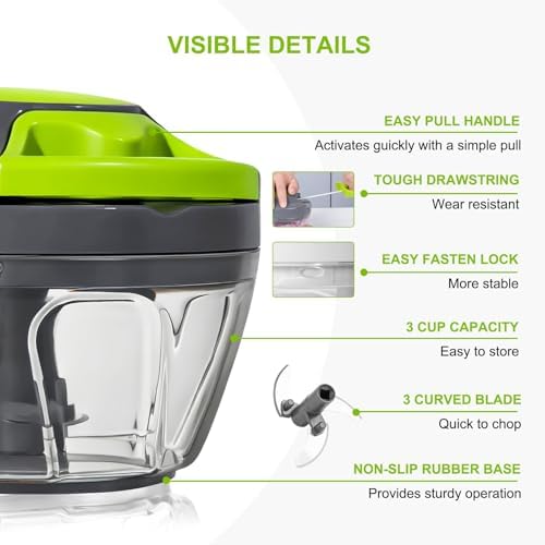 Manual Food Processor & Vegetable Chopper, Hand Pull String Garlic