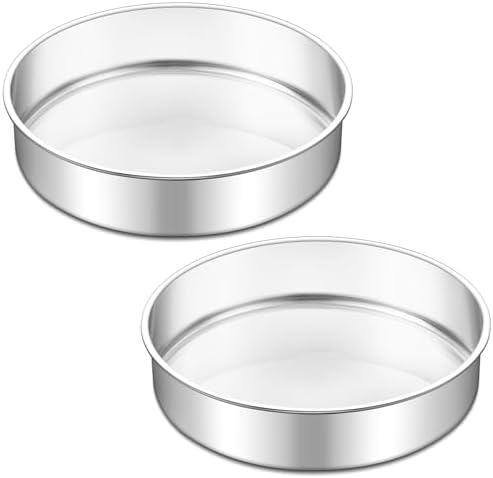 TeamFar 9 Inch Cake Pan Set of 2, Stainless Steel Round Cake Baking