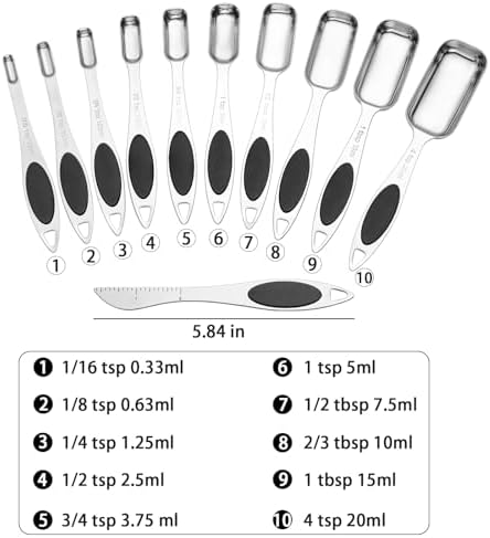 Magnetic Measuring Spoons Set of 11 with Leveler, Measuring Spoons