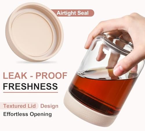 NETANY 16 oz Glass Jars with Airtight Lids, 6 Pack