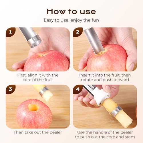 2 in 1 Apple Corer and Peeler Tool, 2026 Upgrade Stainless Steel Red