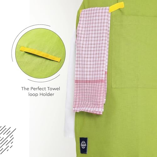 Encasa XO Kitchen Apron with Pockets, Cooking Aprons for Women