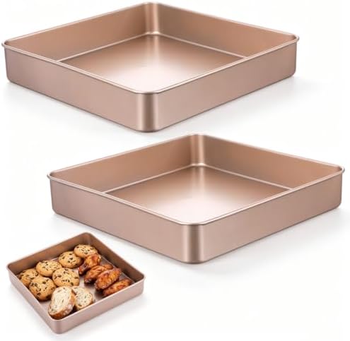 2 Pack Square Cake Pan Nonstick Cookie Sheet 11Inch Baking Toaster