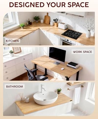 Unfinished Hevea Butcher Block Countertop, 25" x 24" x 1.5"