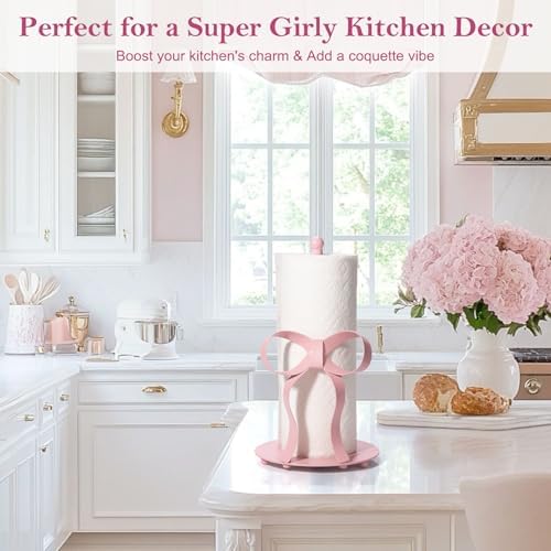 Pink Bow Paper Towel Holder Coutertop - Bow Accent Paper Towel Holder