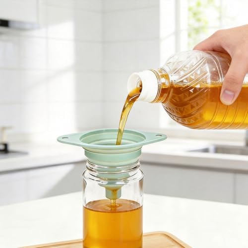 Kitchen Funnel Set,Food Grade Collapsible Silicone Funnels Gadgets