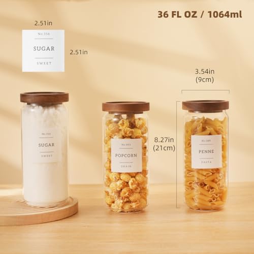 3 Pack Glass Canisters with Airtight Acacia Lids and 132 Kitchen