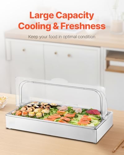 VEVOR Countertop Food Serving Display Container, 1 x 1 Pan Stainless