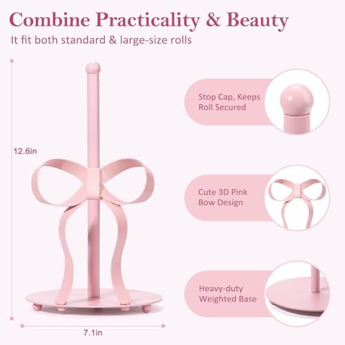 Pink Bow Paper Towel Holder Coutertop - Bow Accent Paper Towel Holder