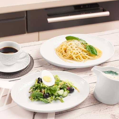 Ceramic Serving Platters Set of 4, White 10 Inch Oval Relief Platters