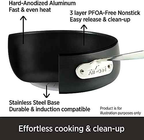 All-Clad HA1 Hard Anodized Nonstick Fry Pan Set – 5-Piece Cookware, 8", 10", 12" Skillets with Lid, Induction Compatible, Oven Safe to 500°F, Lid Safe to 350°F, Black