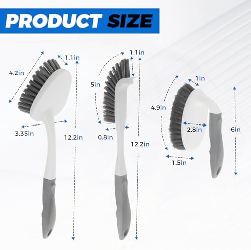 3 Pack Heavy Duty Scrub Brush Set with Scraper Head