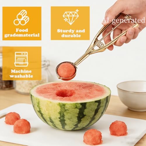 Gold Ice Cream Scoop 304 Stainless Steel Cookie Scoops for Baking