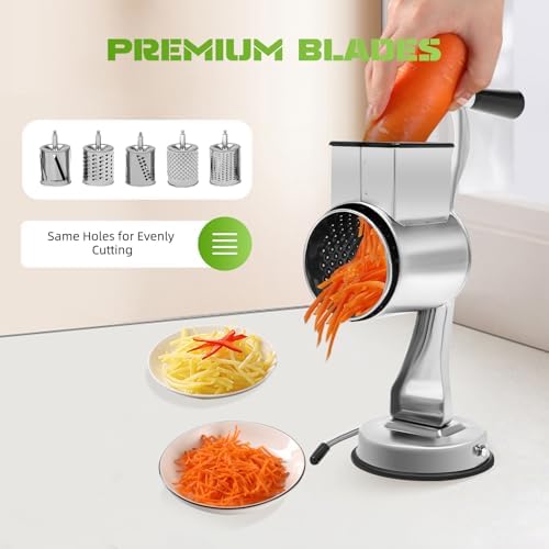 5-in-1 Stainless Steel Rotary Vegetable Grater