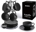 MIAMIO - Set of 6, Ceramic Stackable Cappuccino Cups Set / 6 Ounce