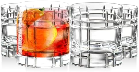 Barski Whiskey Glasses - Double Old Fashioned Rocks Glass - Set of 4