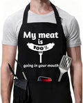 Rosoz Funny BBQ Black Chef Aprons for Men Adjustable Kitchen Cooking