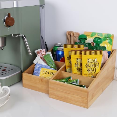 HTB 4-Section Snack Organizer with Removable Dividers for Kitchen