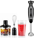 OVENTE Electric Hand Blender Set with 2 Mixing Speeds, 300W Black