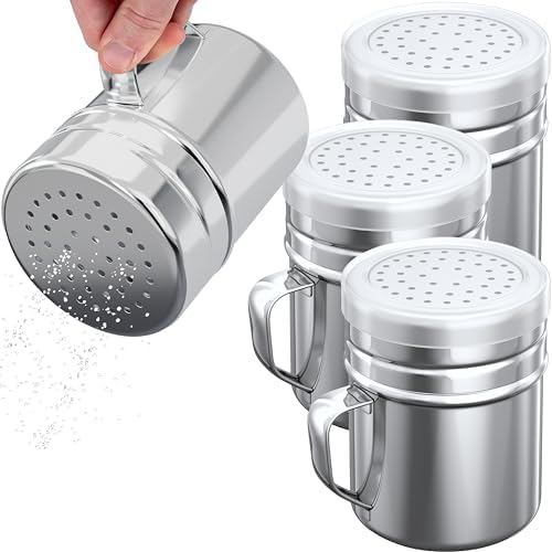 CUSINIUM 10oz Stainless Steel Salt Pepper Shakers, Pack of 4
