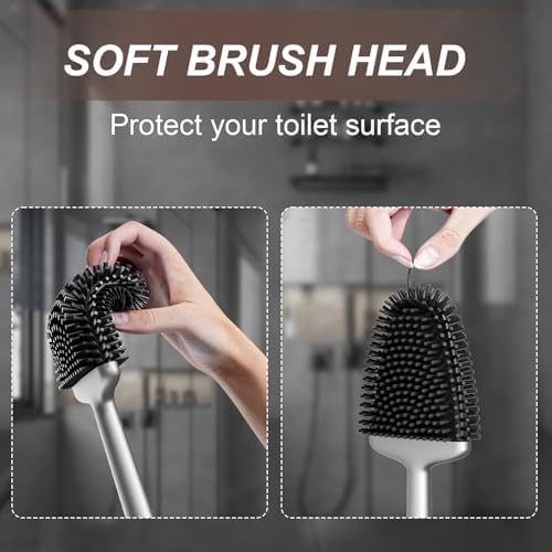 Sellemer Silicone Toilet Brush, Silver