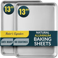 Aluminum Cookie Sheets for Baking Set of 2, 13x9" Quarter Sheet Pans