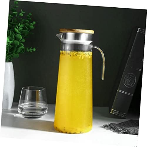 Acrylic Pitcher Elegant with Lid 1.2l Stainless Steel Wood Classic