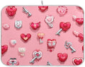 OTVEE Whimsical Pixel Heart Art Dish Drying Mat for Kitchen Counter