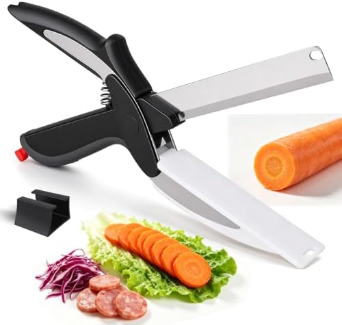 Ozwixhvt Kitchen Scissors with Cutting Board, Safety Lock, 2-in-1