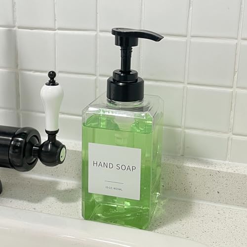 Clear Soap Dispenser Bottles, 15oz 4 Pack