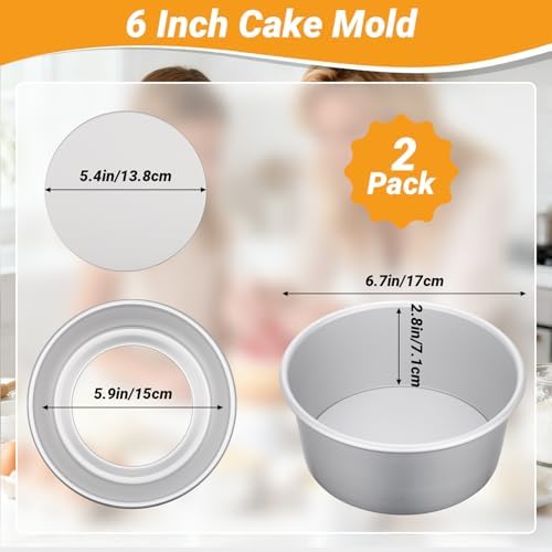 Beasea 6 Inch Round Cake Pan Set of 2, Nonstick Aluminum Alloy