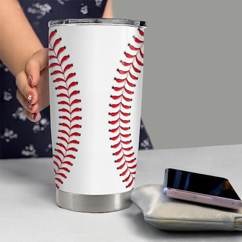 SANDJEST Baseball Tumbler Cup 20oz Stainless Steel Insulated Travel