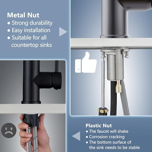 GIMILI LED Black Stainless Kitchen Faucet with Pull-Down Sprayer