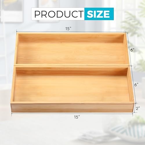 Fabsome Kitchen Utensil Drawer Organizer, Bamboo Silverware Cutlery