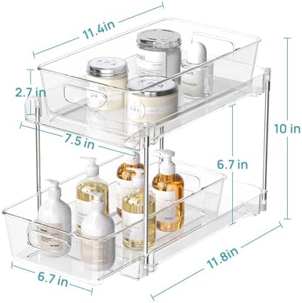 Vtopmart 4 Pack Bathroom Storage Organizer and 28 PCS Clear Plastic