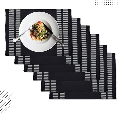 Encasa XO Placemats, Fine Ribbed Cotton Table Mats 18"x13"