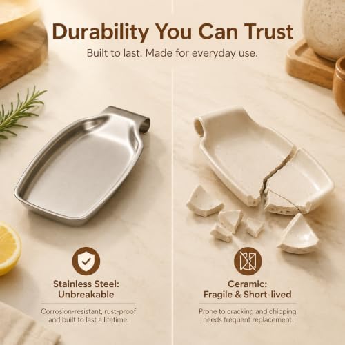 E-far Spoon Rest Set of 2, Stainless Steel Spoon Rest for Stove Top