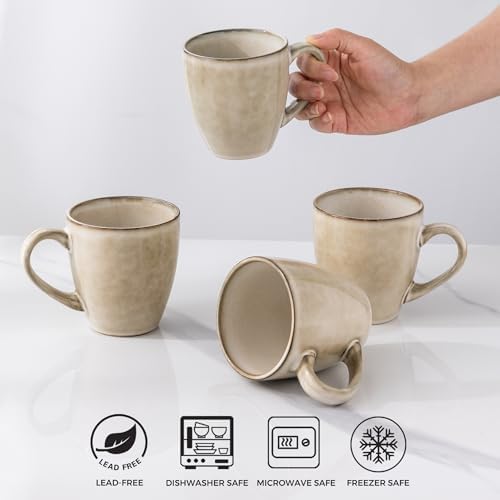 GBhome Ceramic Coffee Mugs Set of 6, 12oz Stoneware Coffee Mugs Set