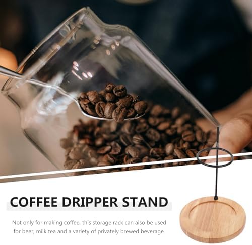 Metal Coffee Dripper Stand with Wood Base, Hand Brew Rack Holder