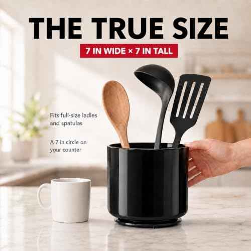Plastic Extra Large Kitchen Rotating Black Utensil Holder Countertop Caddy