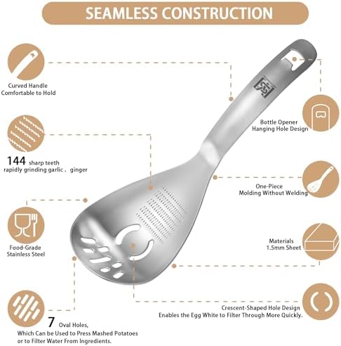 5 in 1 Multifunction Cooking Spoon,304 Stainless Steel Egg Slotted